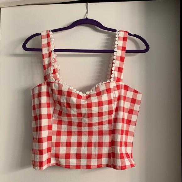 FINAL PRICE Collectif Mainline Lottie Vintage Gingham Top XXL - Picture 3 of 6